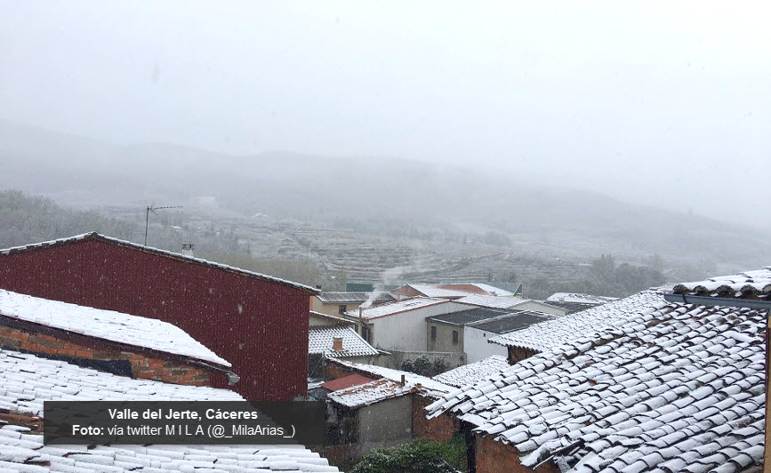 La nieve visita Extremadura a cotas bajas