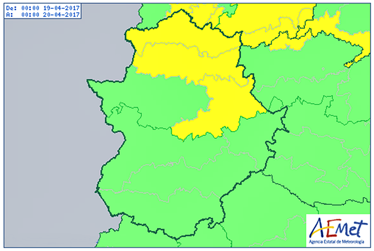 La provincia de Cáceres estará mañana en alerta amarilla por tormentas