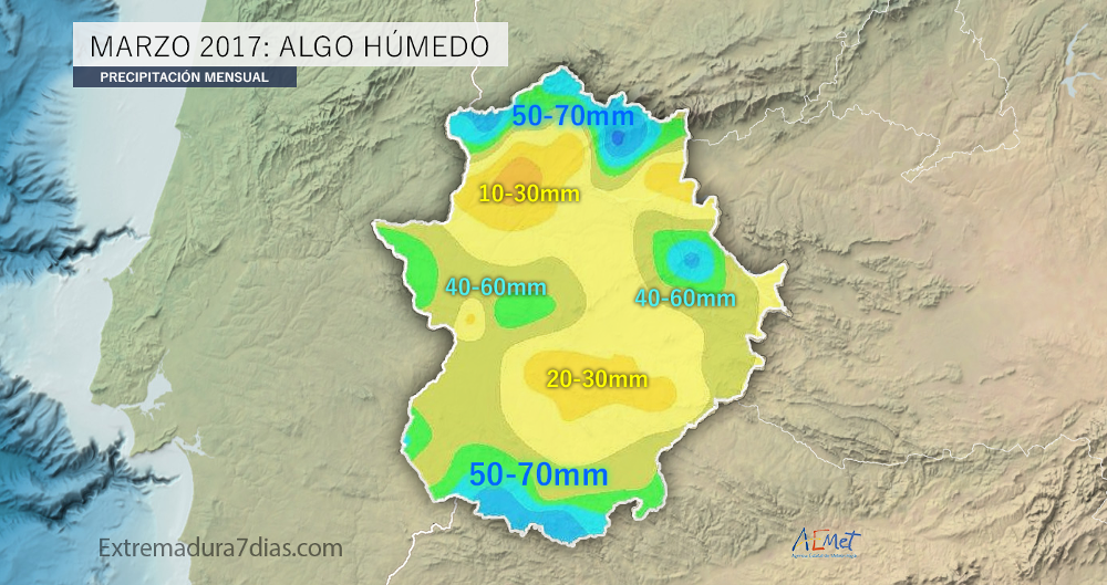 Marzo fue ligeramente fresco y húmedo en Extremadura