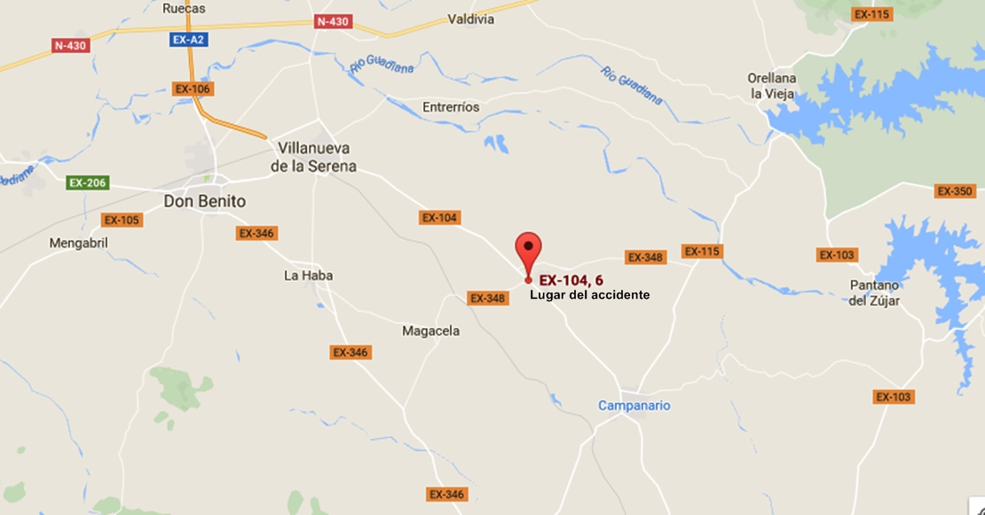 Un fallecido y cuatro heridos en accidente de tráfico en la provincia de Badajoz