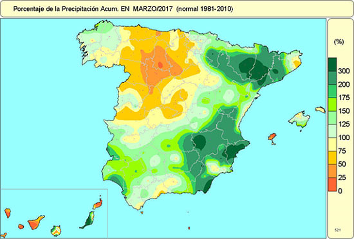 Marzo fue ligeramente fresco y húmedo en Extremadura
