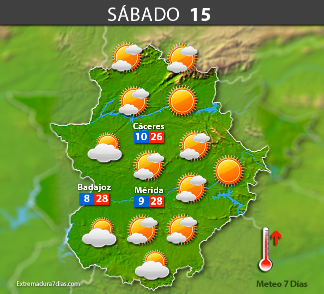 Previsión meteorológica en Extremadura. Días 13, 14, 15 y 16 de abril