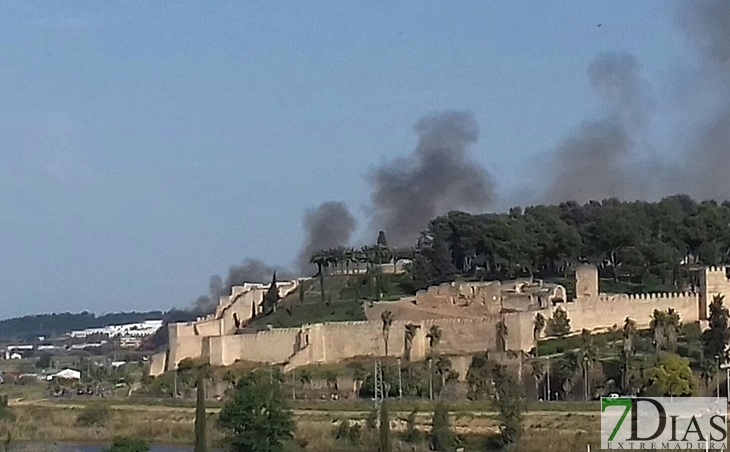 Cortada por un incendio la Ronda Norte de Badajoz