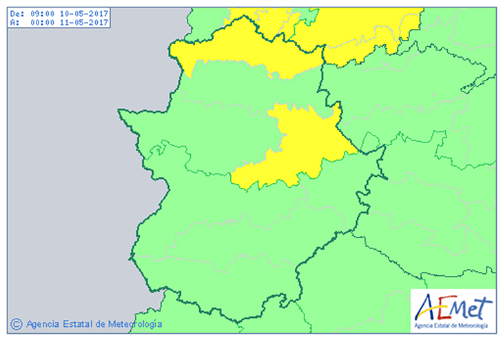 Alerta amarilla por lluvias y tormentas en algunas zonas de la región