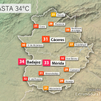 Extremadura alcanzará hoy los 34ºC en algunas zonas