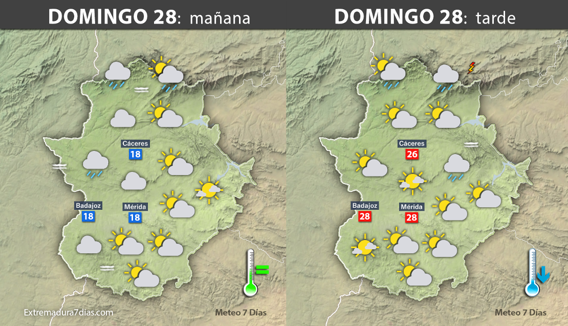 Previsión meteorológica en Extremadura. Días 27, 28 y 29 de mayo