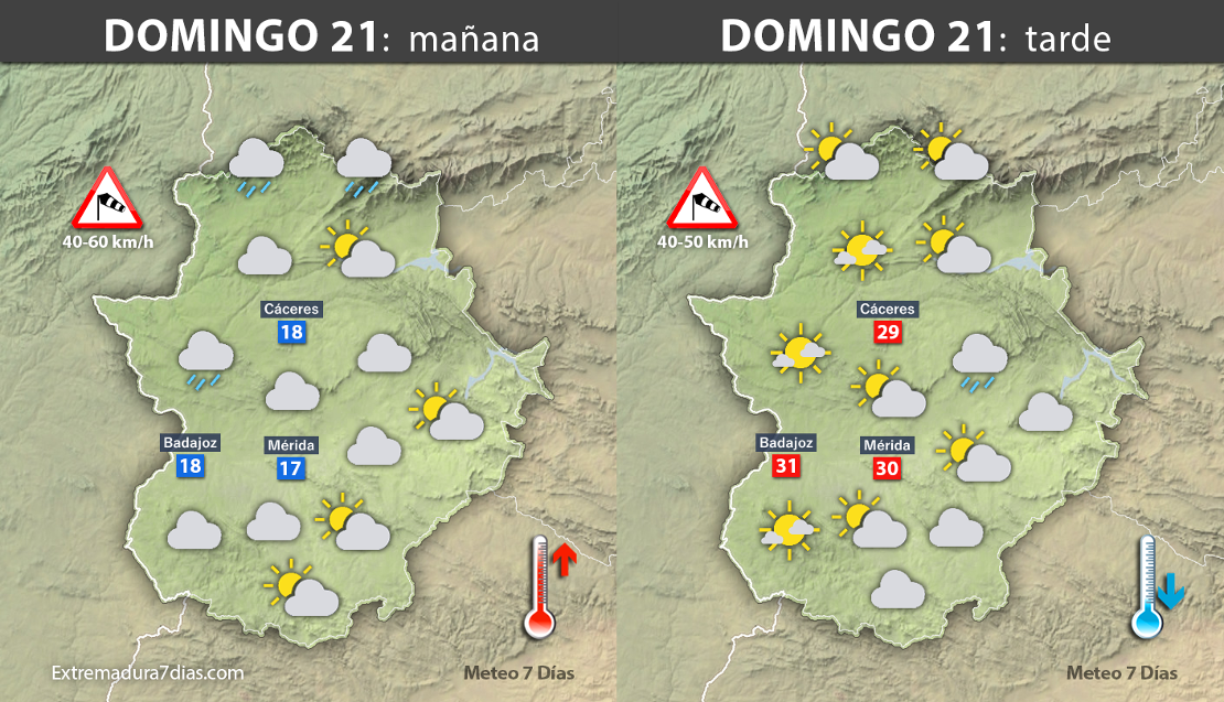 Previsión meteorológica en Extremadura. Días 20, 21 y 22 de mayo
