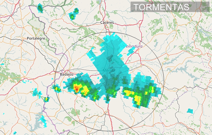 Importantes tormentas a estas horas en la provincia de Badajoz