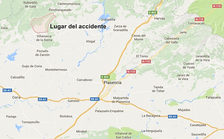 Herido grave tras sufrir un accidente en el norte de Cáceres