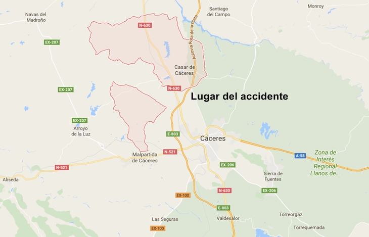 Trasladado grave en helicóptero tras accidentarse en Casar de Cáceres