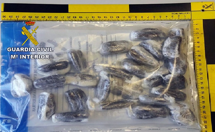 Detenido el pasajero de un autobús con 27 bellotas de hachís