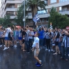 Los pacenses celebran el ascenso en la fuente