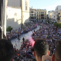 Imágenes del CD.Badajoz desde el balcón del Ayuntamiento