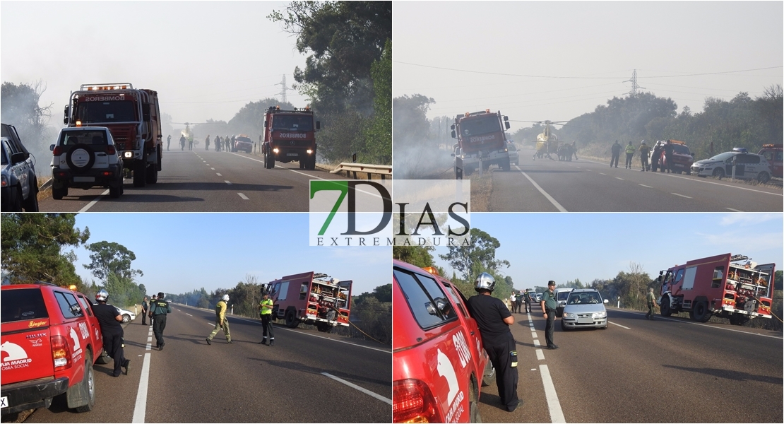 Imágenes del incendio en la Carretera de Sevilla (Badajoz)