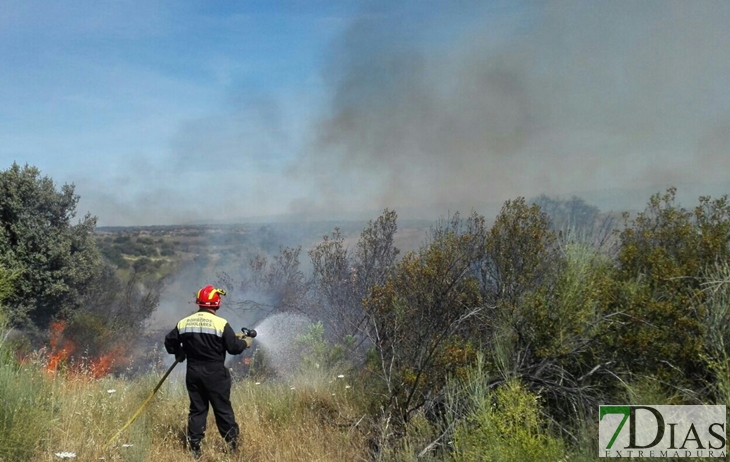Los bomberos extinguen un incendio declarado en Los Ibores (Cáceres)