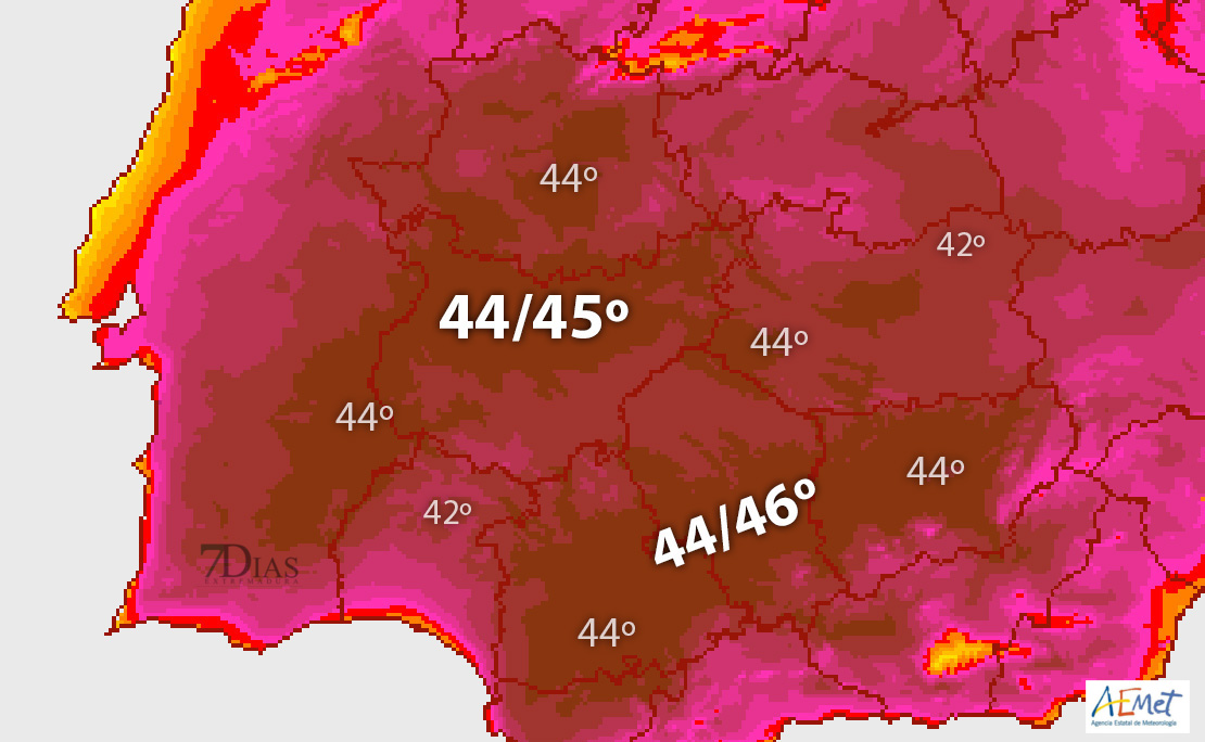 Extremadura rozará hoy los 45 grados, calor histórico