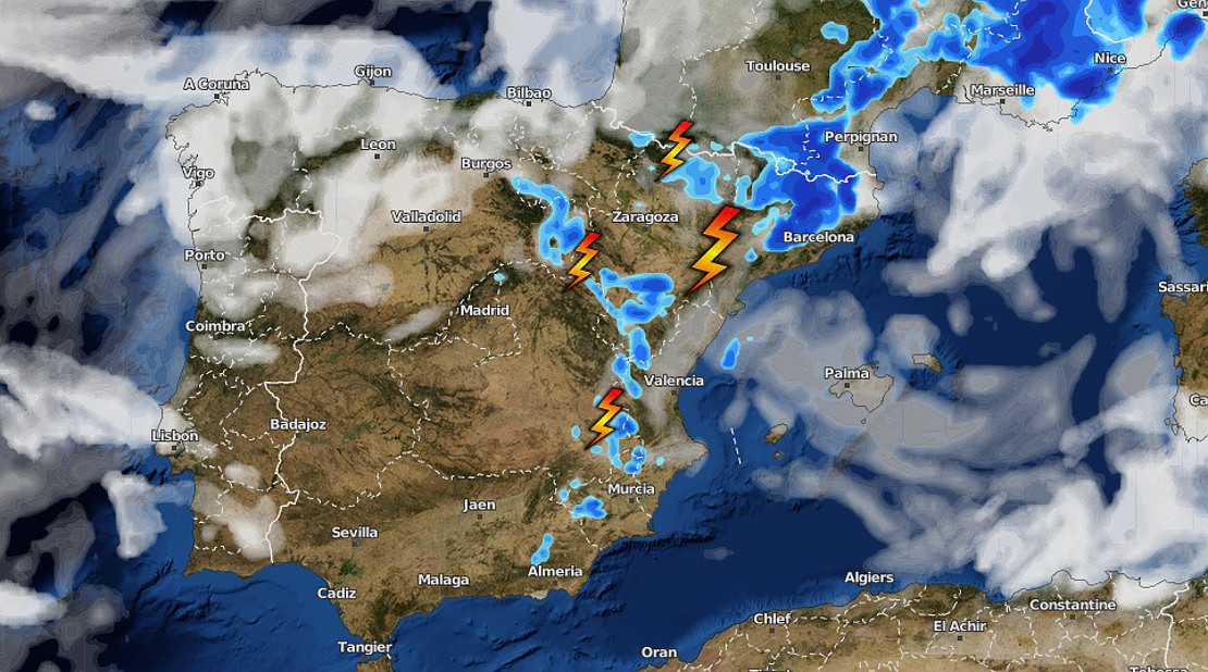 Chubascos y tormentas fuertes en el noreste peninsular los próximos días