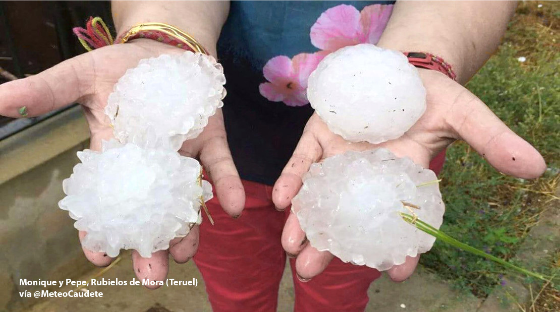 Teruel registra una granizada del tamaño de pelotas de tenis