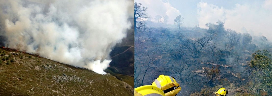 Un incendio afecta al corazón de Las Hurdes