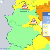 Activados avisos por fuertes tormentas este jueves en Extremadura