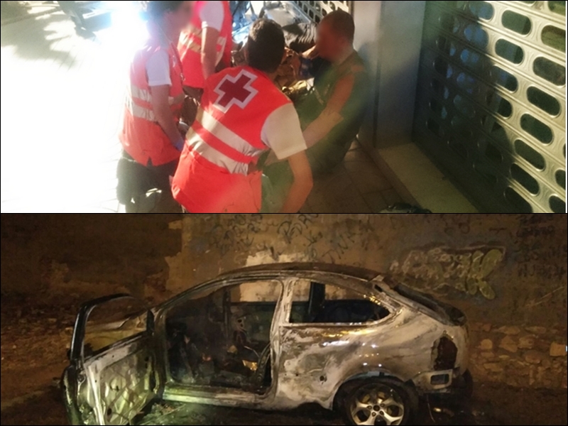 Un incendio de gran magnitud calcina varios vehículos en un garaje de Badajoz