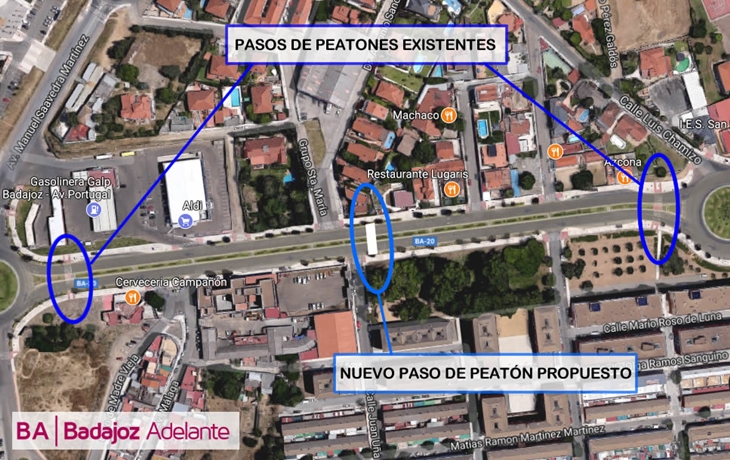 BA pide un nuevo paso de peatones para dar seguridad a Las Moreras