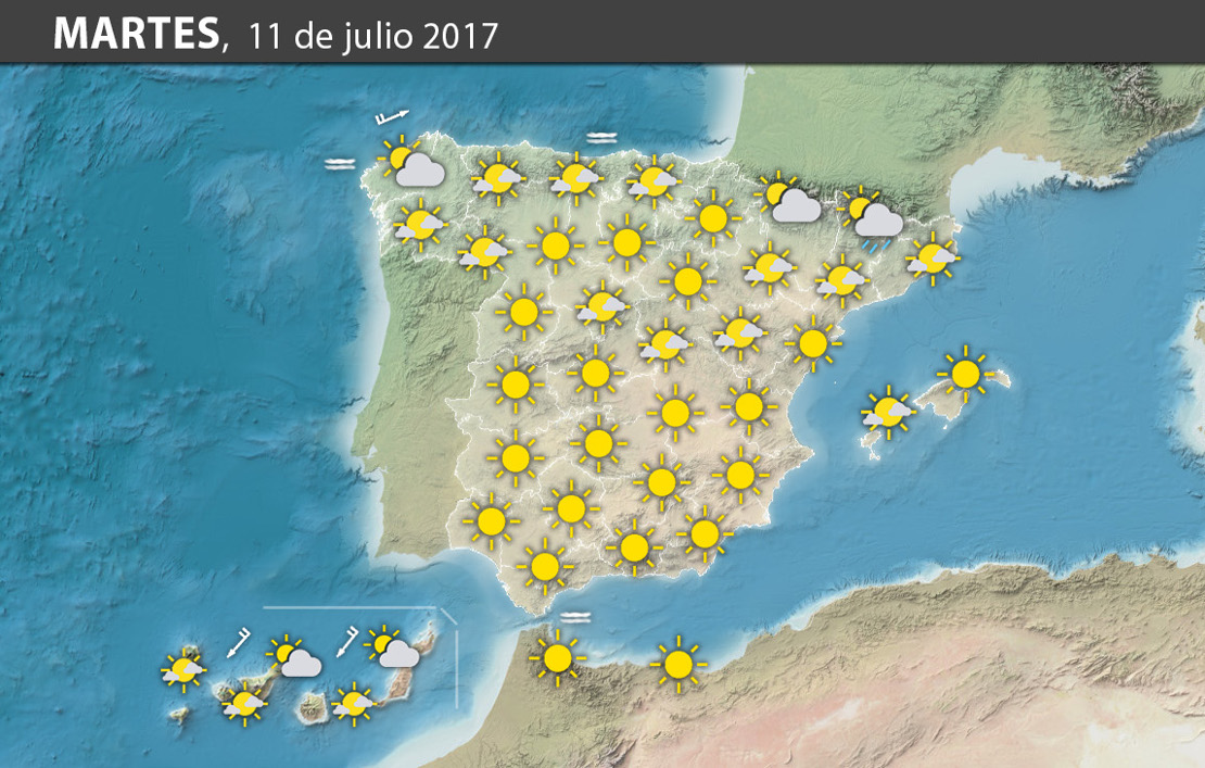 Previsión meteorológica en España. Días 11 y 12 de julio