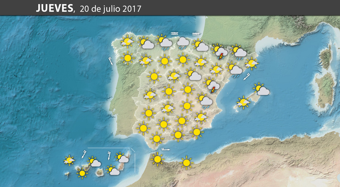 Previsión meteorológica en España. Días 20 y 21 de julio