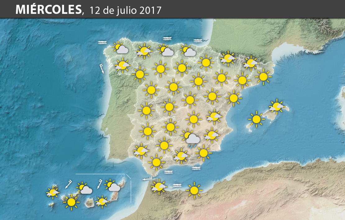 Previsión meteorológica en España. Días 11 y 12 de julio