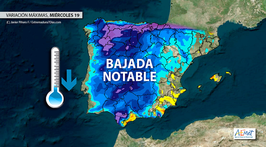 Notable descenso de temperaturas este miércoles en la península