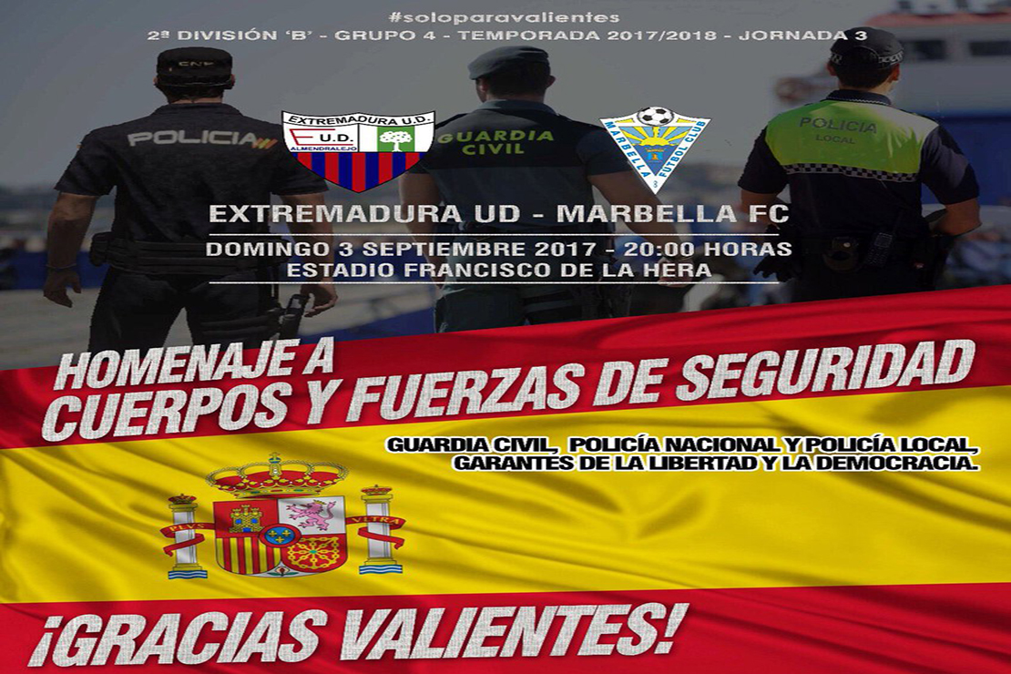 El Extremadura UD homenajeará a la Guardia Civil y Policía