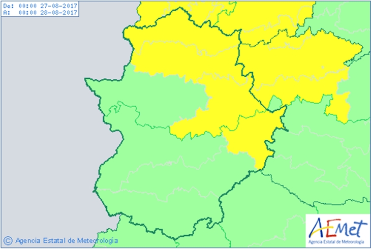 Lluvias y tormentas en el norte y este de Extremadura para hoy domingo