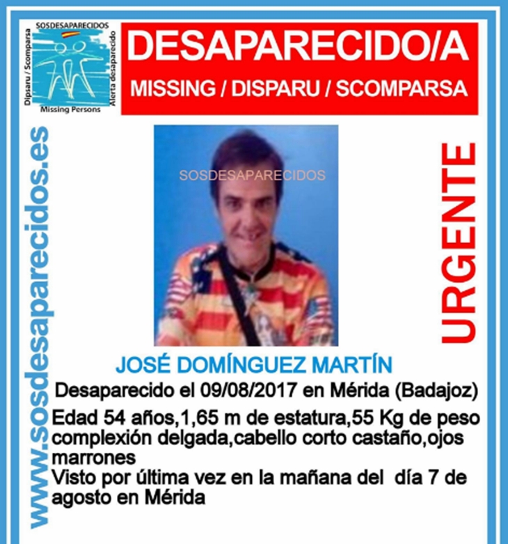 Desaparece un hombre de 54 años en Mérida
