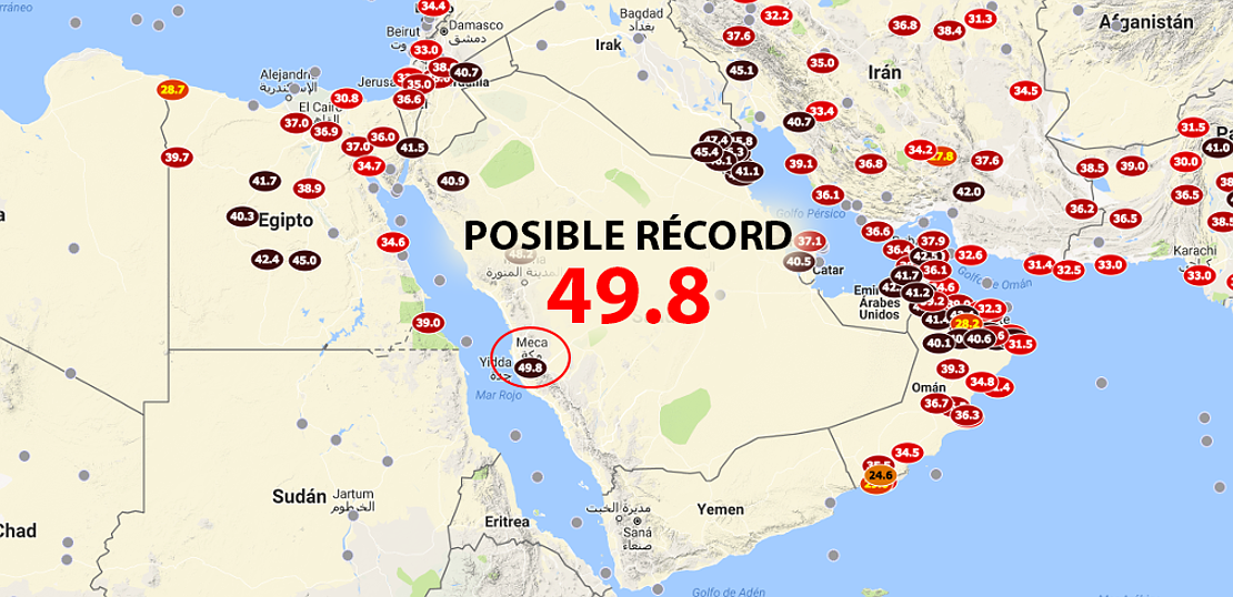 Arabia Saudí marca un posible récord de calor para septiembre; 49.8ºC en La Meca