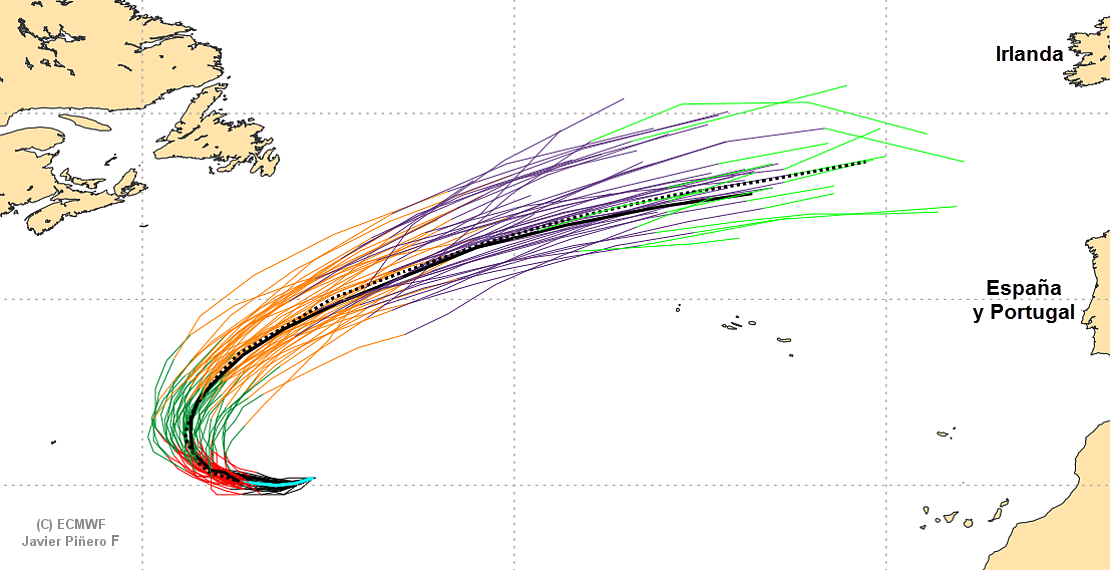Últimas previsiones sobre el huracán LEE y su trayectoria cerca de Azores Últimas previsiones sobre el huracán LEE y su trayectoria cerca de Azores