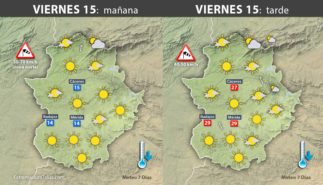 Previsión meteorológica en Extremadura. Días 15, 16 y 17 de septiembre