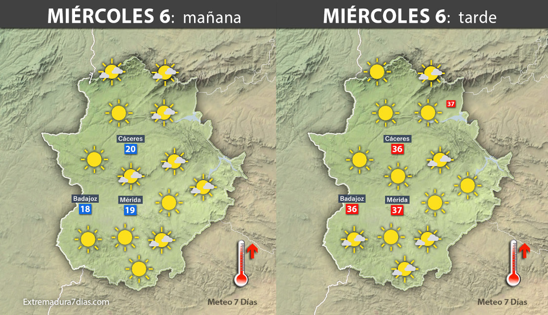 Previsión meteorológica en Extremadura. Días 5, 6 y 7 de septiembre