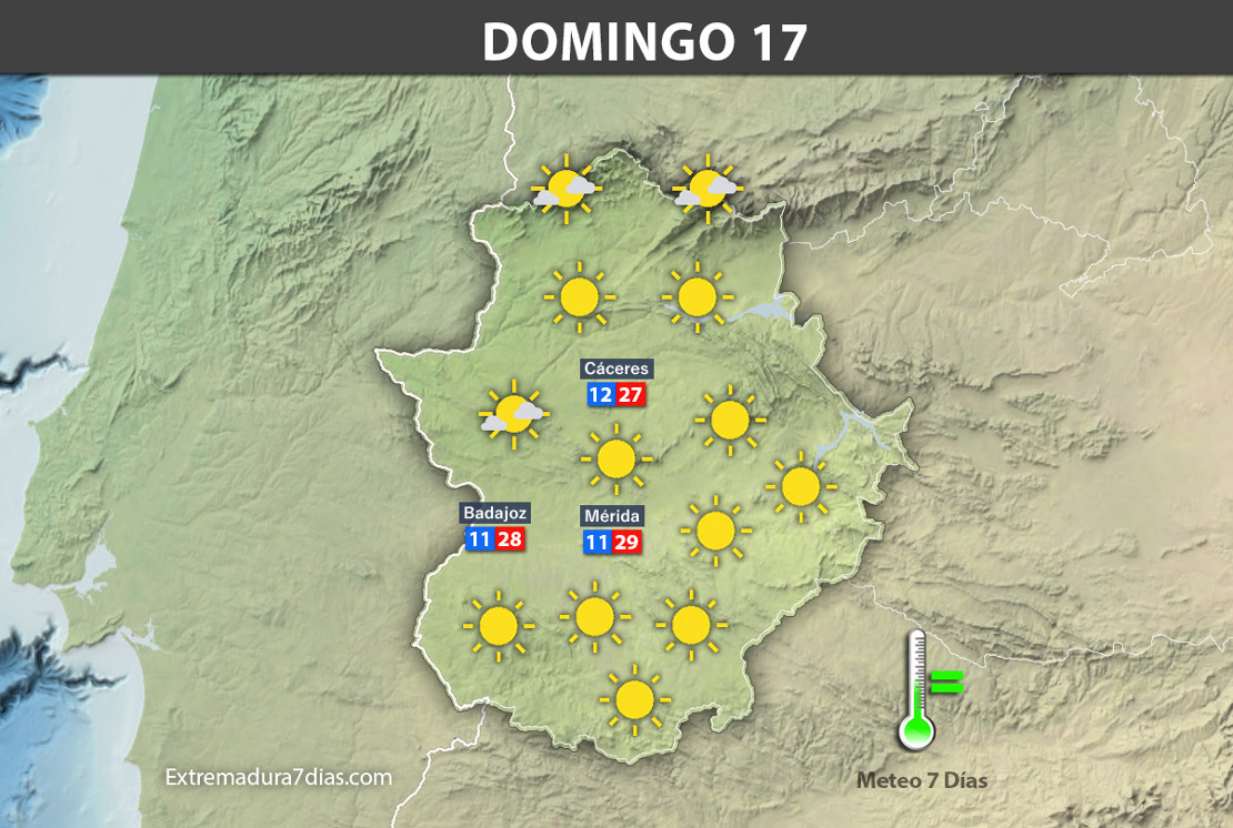 Previsión meteorológica en Extremadura. Días 15, 16 y 17 de septiembre