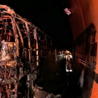 Se incendia un autobús en el Túnel de Miravete (Cáceres)