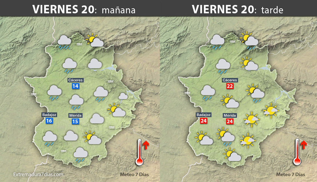 Previsión meteorológica en Extremadura. Días 20, 21 y 22 de octubre