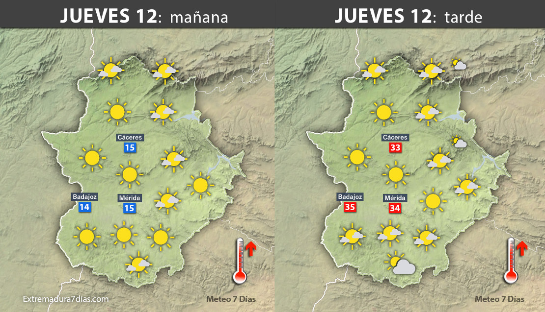 Previsión meteorológica en Extremadura. Días 12,13 y 14 de octubre