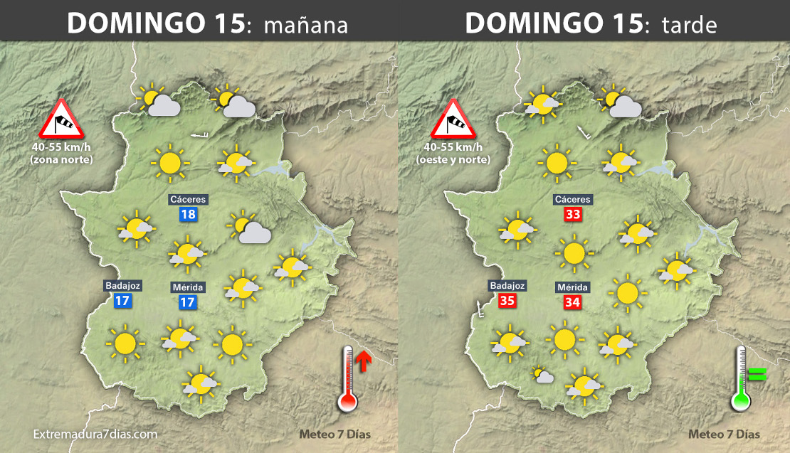 Previsión meteorológica en Extremadura. Días 14, 15 y 16 de octubre