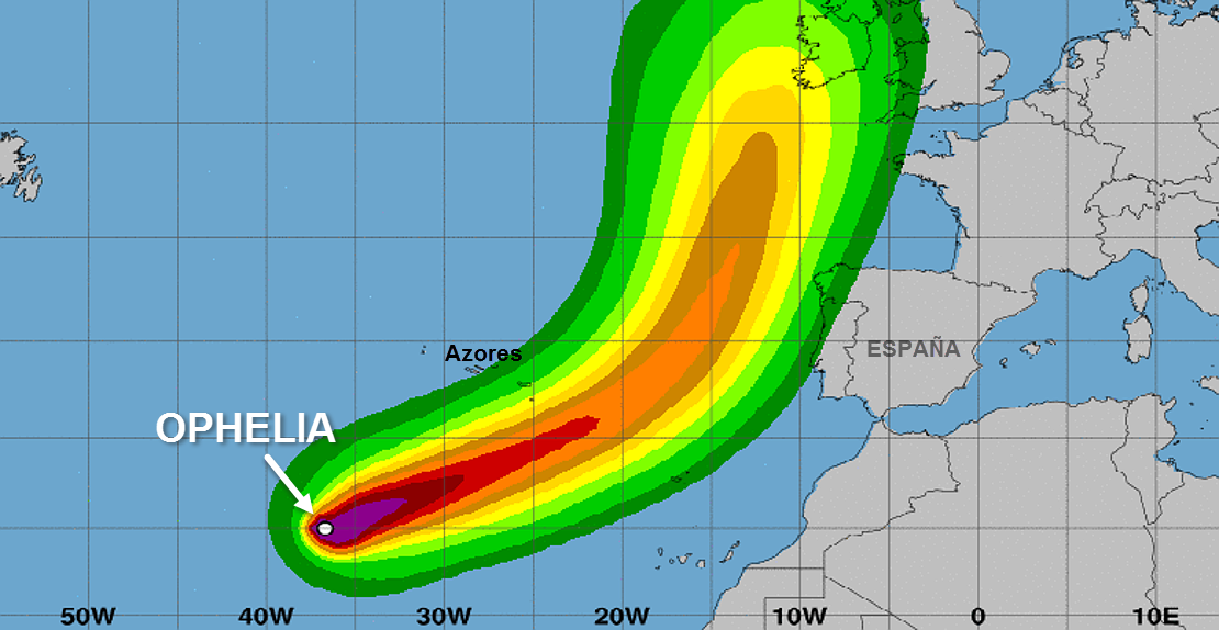 OPHELIA pasará cerca de Azores este fin de semana como huracán de Categoría 1