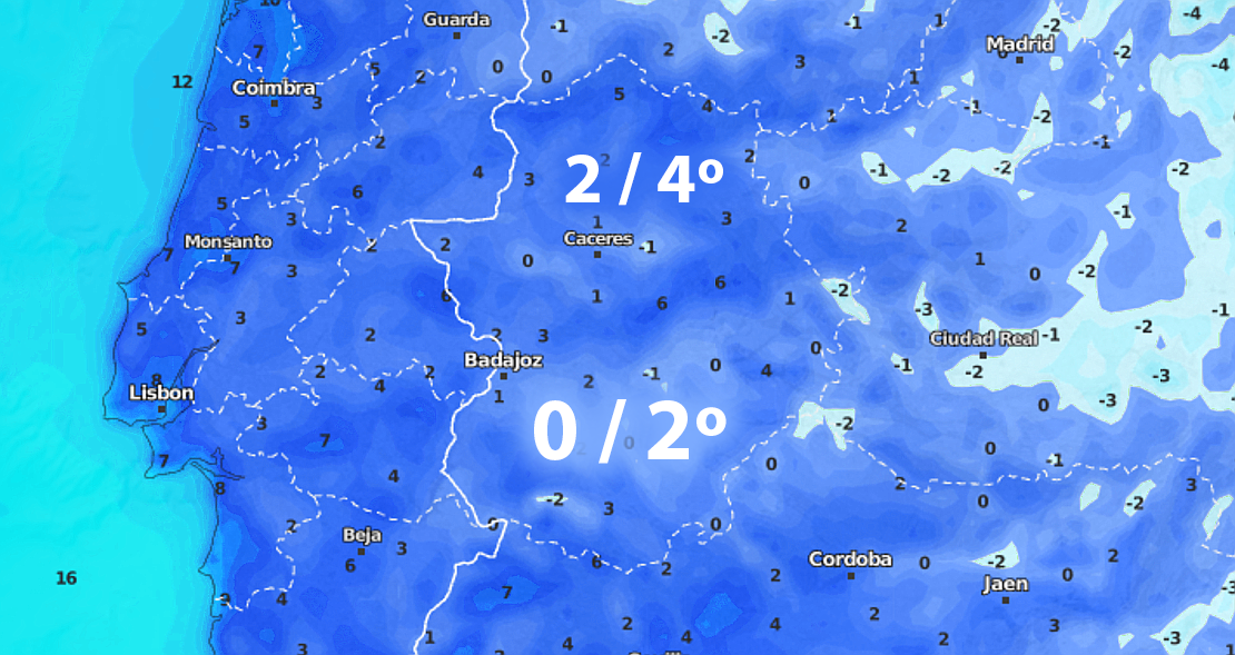Extremadura amanecerá con temperaturas muy frías durante el resto de la semana