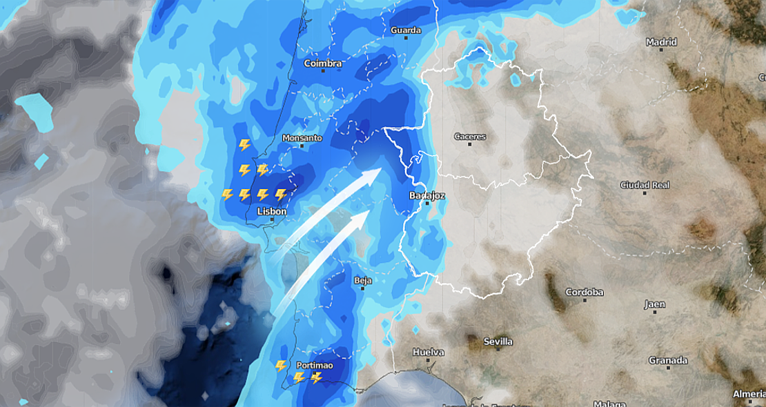 La lluvia alcanzará Extremadura esta tarde/noche desde el oeste