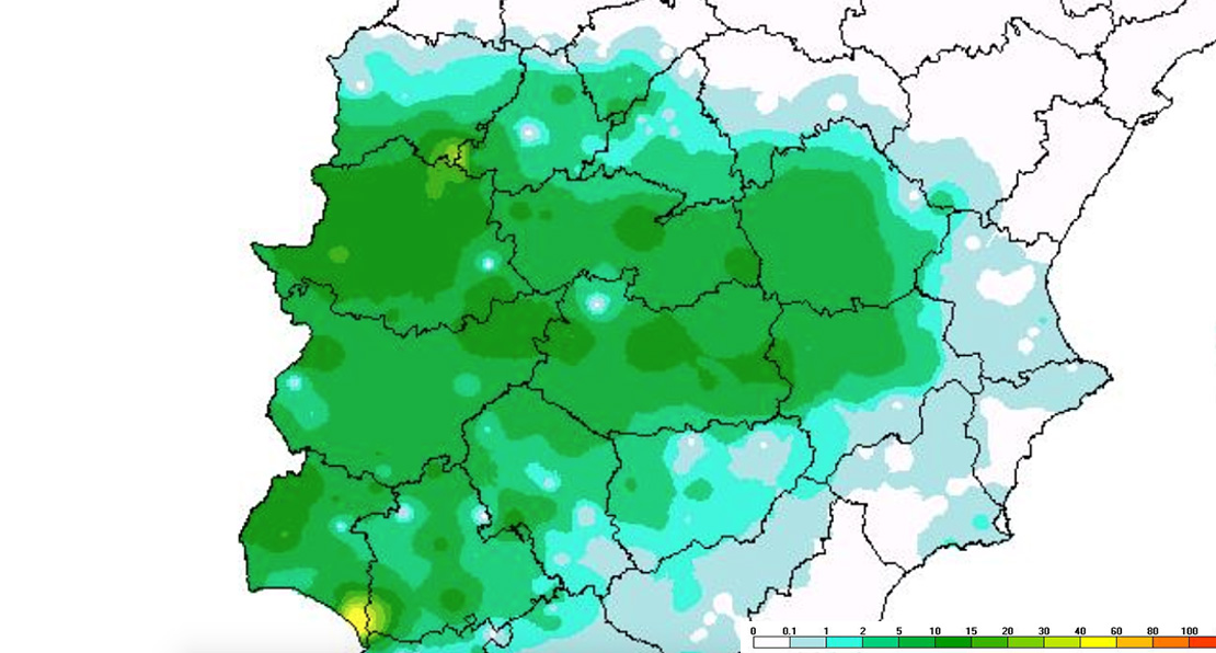 Así se han repartido las últimas lluvias en Extremadura ¿Dónde ha llovido más?