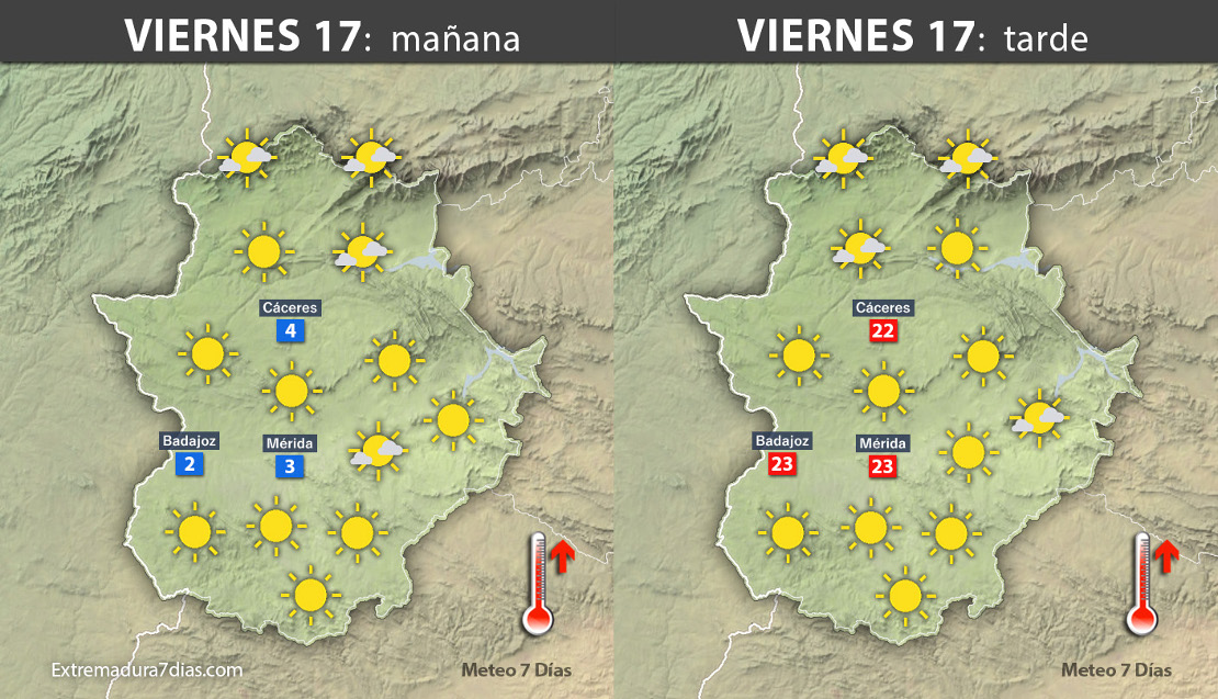 Previsión meteorológica en Extremadura. Días 17, 18 y 19 de noviembre