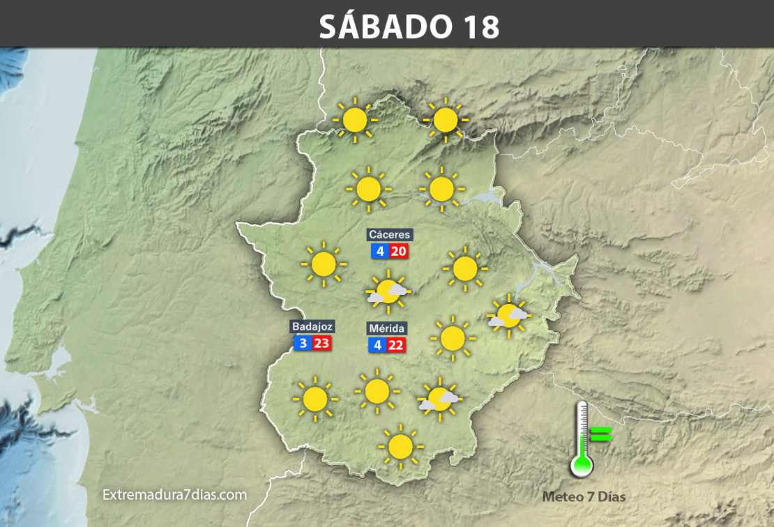 Previsión meteorológica en Extremadura. Días 16, 17 y 18 de noviembre