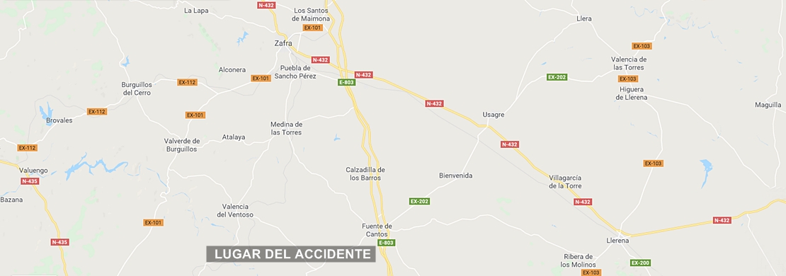 Un joven herido grave tras sufrir un accidente en Fuente de Cantos