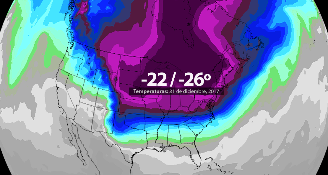 Norteamérica, bajo una enorme lengua de aire ártico de -25ºC